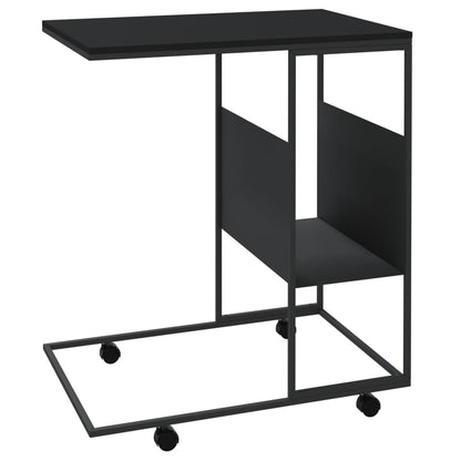 Bijzettafel Met Wieltjes 55X36X63,5 Bewerkt Hout Zwart