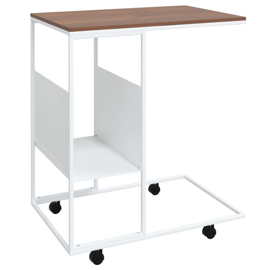 Bijzettafel Met Wieltjes 55X36X63,5 Cm Bewerkt Hout Wit