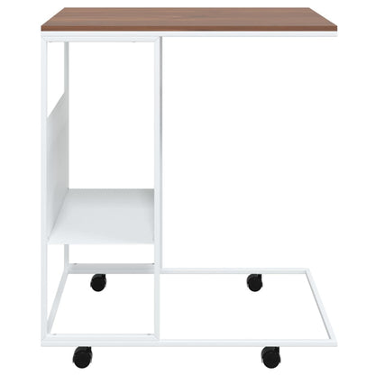 Bijzettafel Met Wieltjes 55X36X63,5 Cm Bewerkt Hout Wit