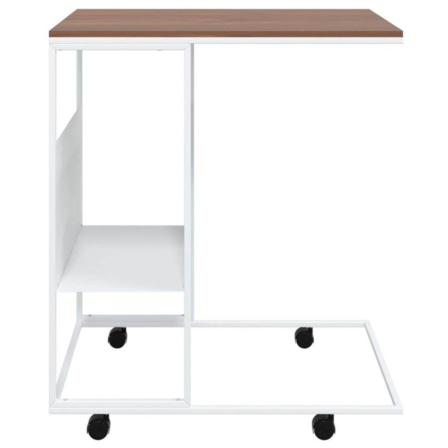 Bijzettafel Met Wieltjes 55X36X63,5 Cm Bewerkt Hout Wit