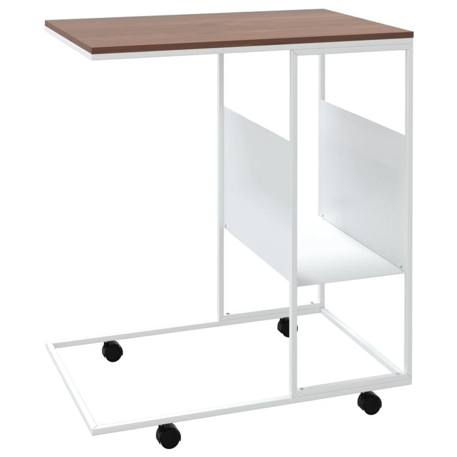 Bijzettafel Met Wieltjes 55X36X63,5 Cm Bewerkt Hout Wit