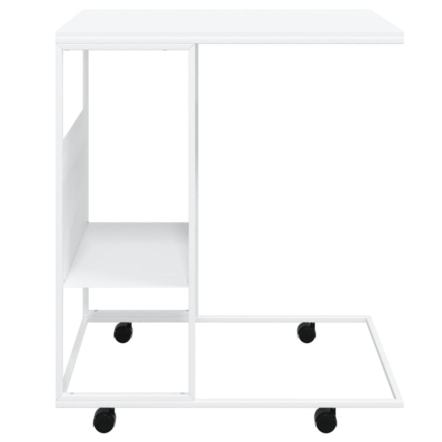 Bijzettafel Met Wieltjes 55X36X63,5 Bewerkt Hout Wit 55 x 36 x 63.5 cm met wielen