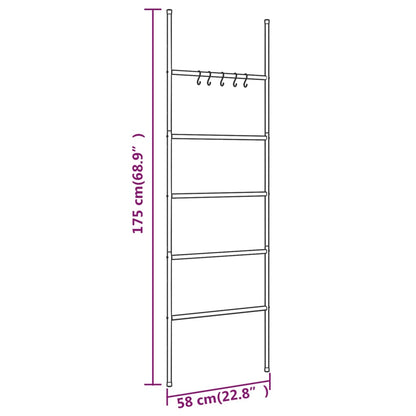 Handdoekenrek Ladder Met 5 Lagen 58X175 Cm Ijzer Zwart