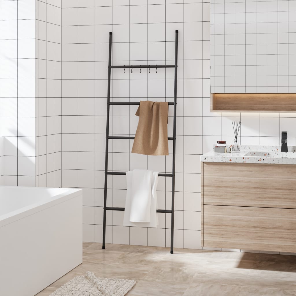 Handdoekenrek Ladder Met 5 Lagen 58X175 Cm Ijzer Zwart
