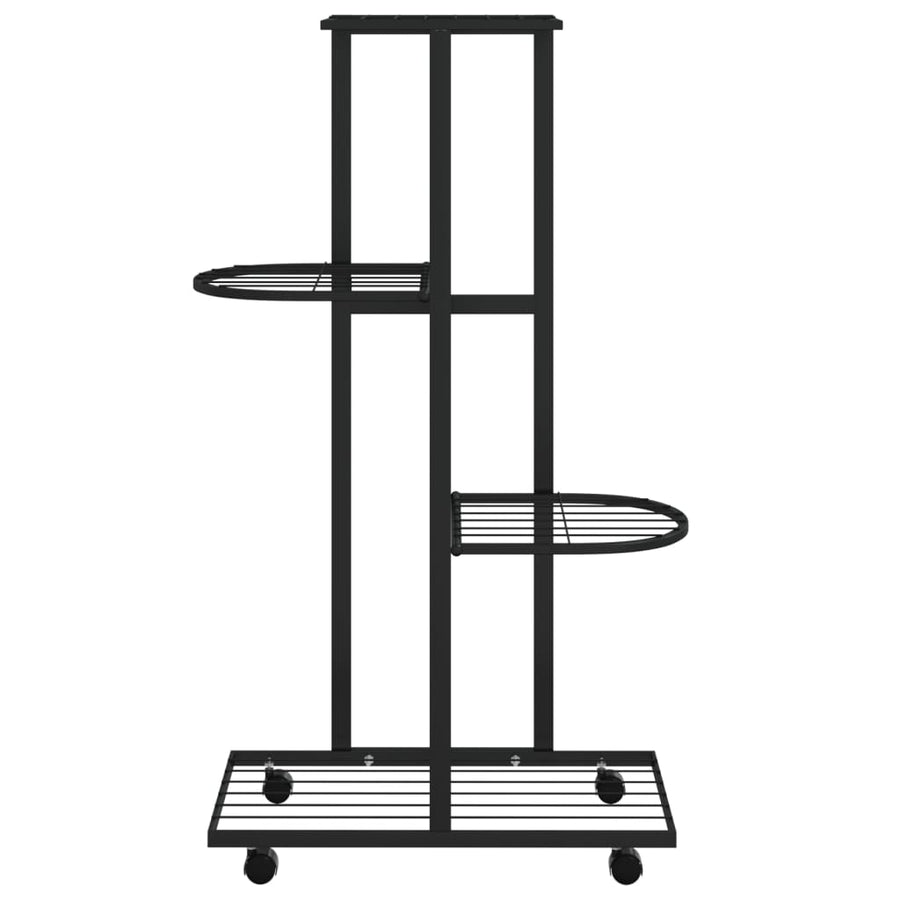 Bloemenstandaard Met Wielen 4-Laags 44X23X80 Cm Ijzer Zwart
