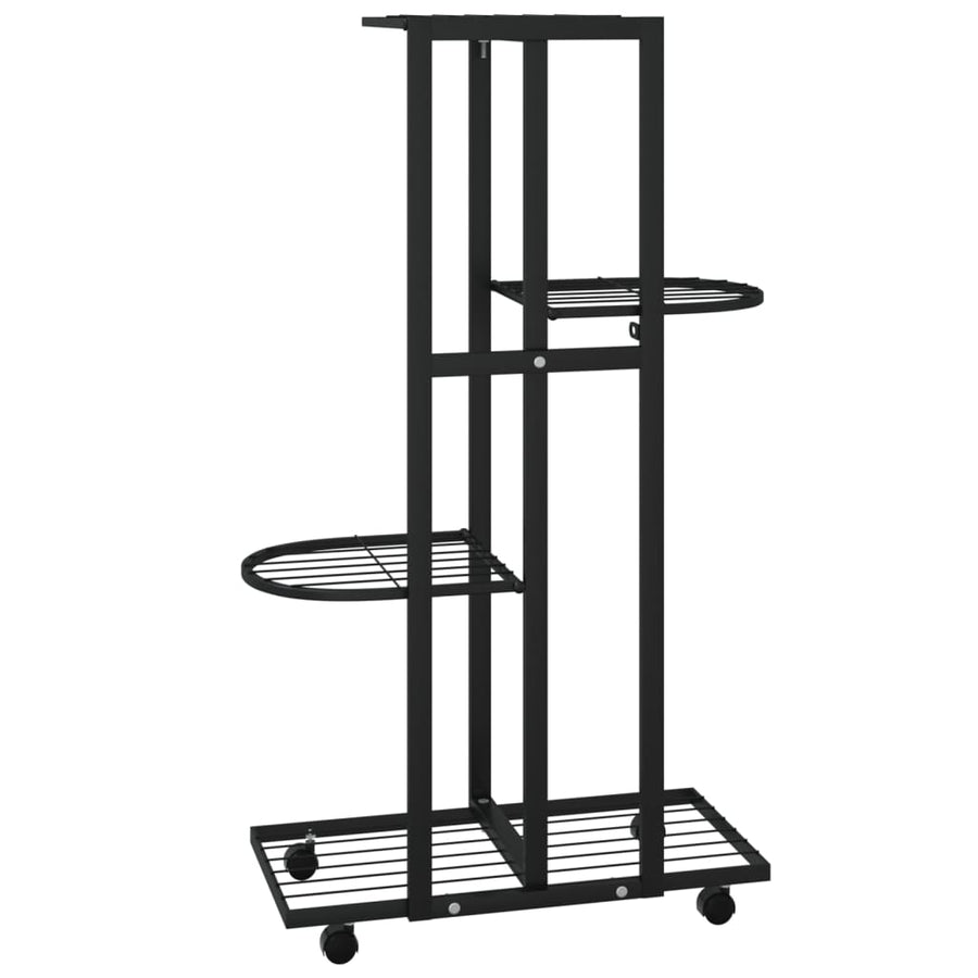 Bloemenstandaard Met Wielen 4-Laags 44X23X80 Cm Ijzer Zwart