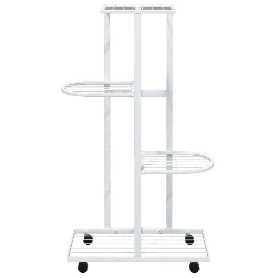 Bloemenstandaard Met Wielen 4-Laags 44X23X80 Cm Ijzer Wit