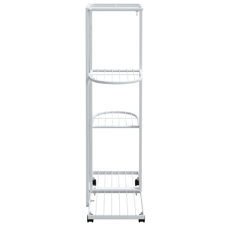 Bloemenstandaard Met Wielen 4-Laags 44X23X80 Cm Ijzer Wit