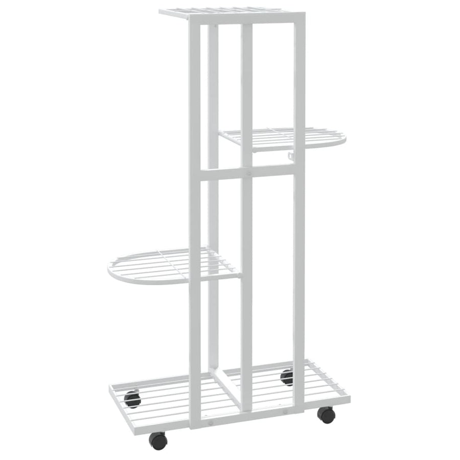 Bloemenstandaard Met Wielen 4-Laags 44X23X80 Cm Ijzer Wit