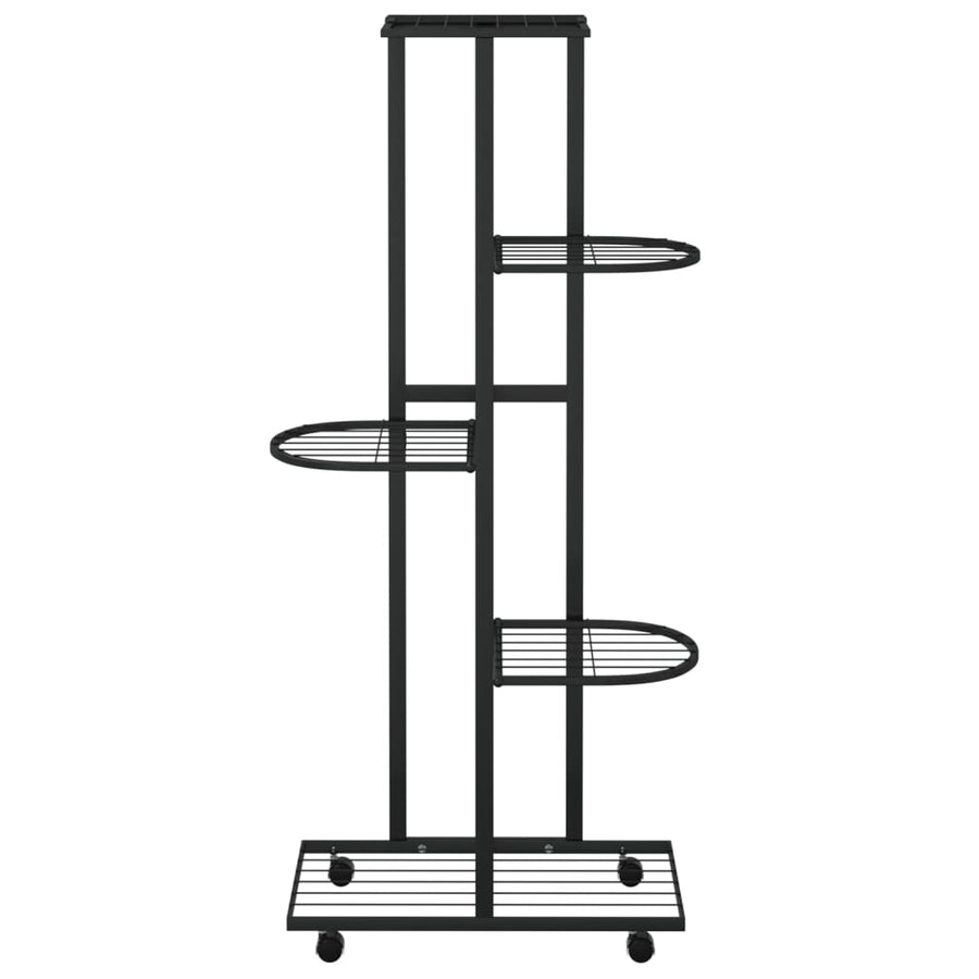 Bloemenstandaard Met Wielen 5-Laags 44X23X100 Cm Ijzer Zwart