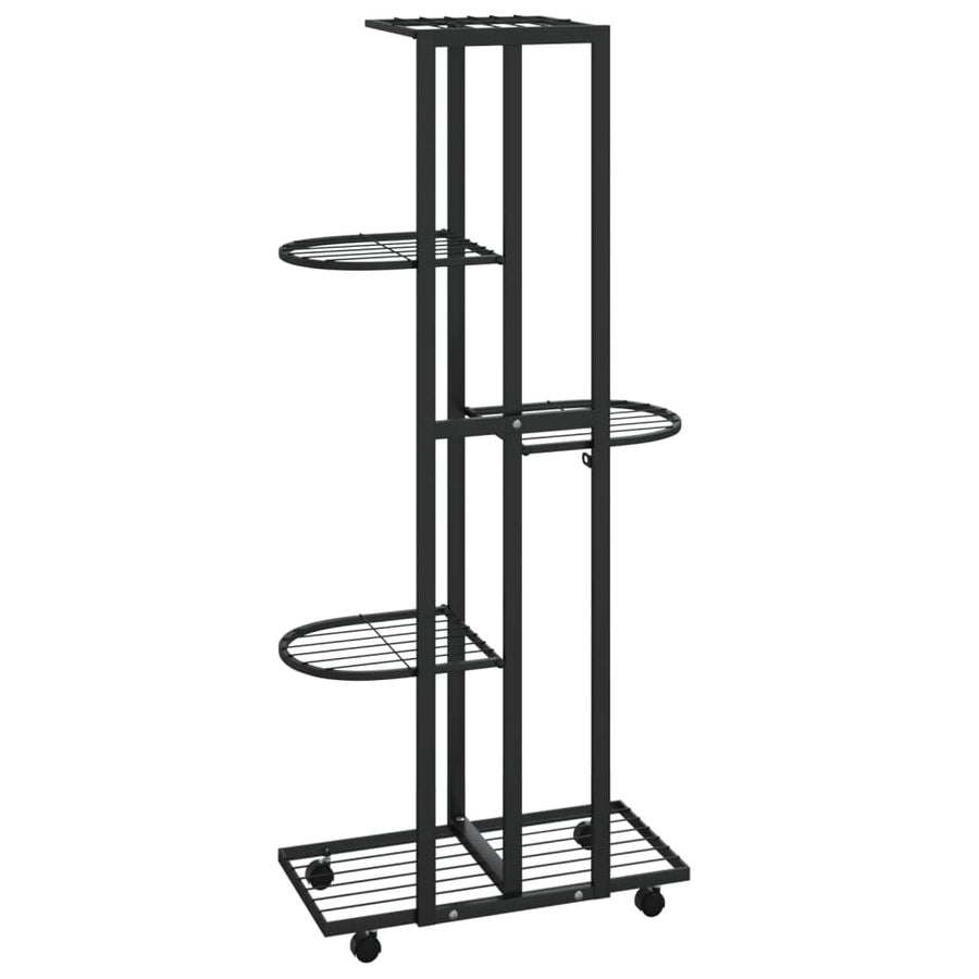 Bloemenstandaard Met Wielen 5-Laags 44X23X100 Cm Ijzer Zwart