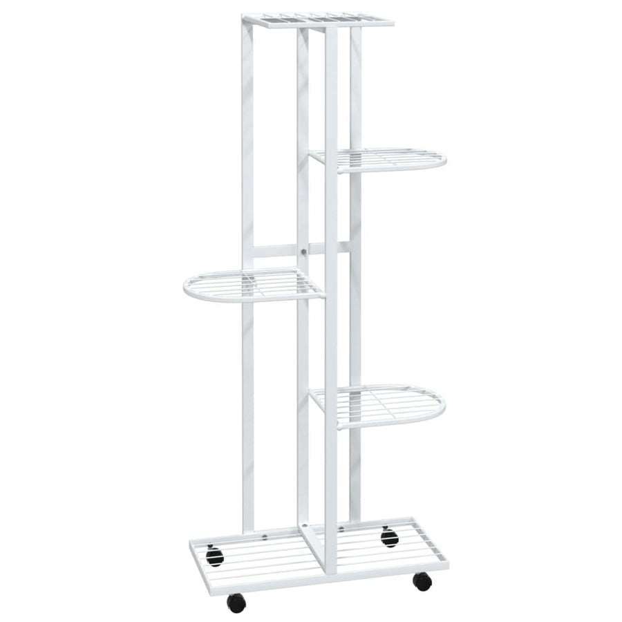 Bloemenstandaard Met Wielen 5-Laags 44X23X100 Cm Ijzer Wit