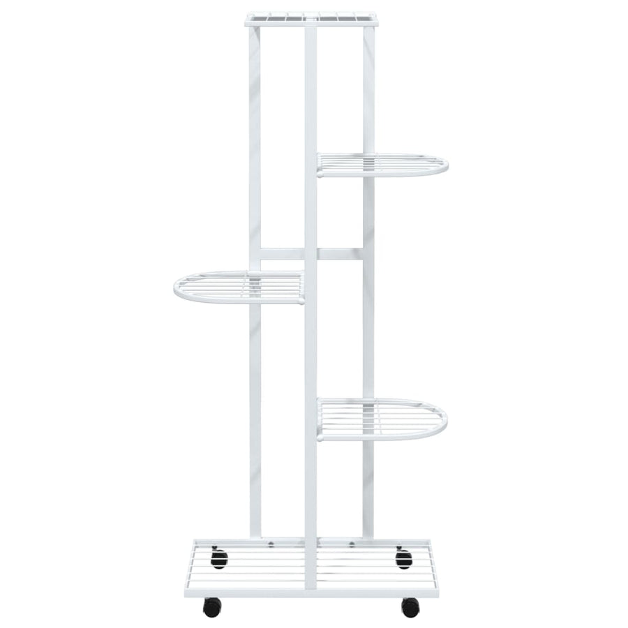 Bloemenstandaard Met Wielen 5-Laags 44X23X100 Cm Ijzer Wit