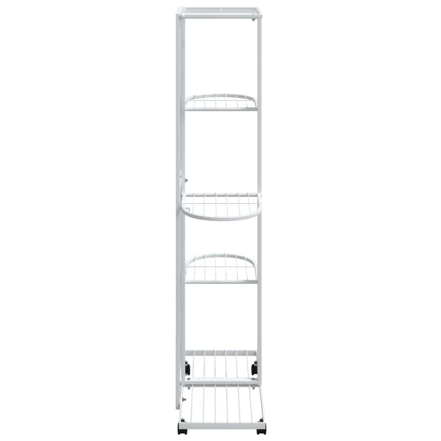 Bloemenstandaard Met Wielen 5-Laags 44X23X100 Cm Ijzer Wit