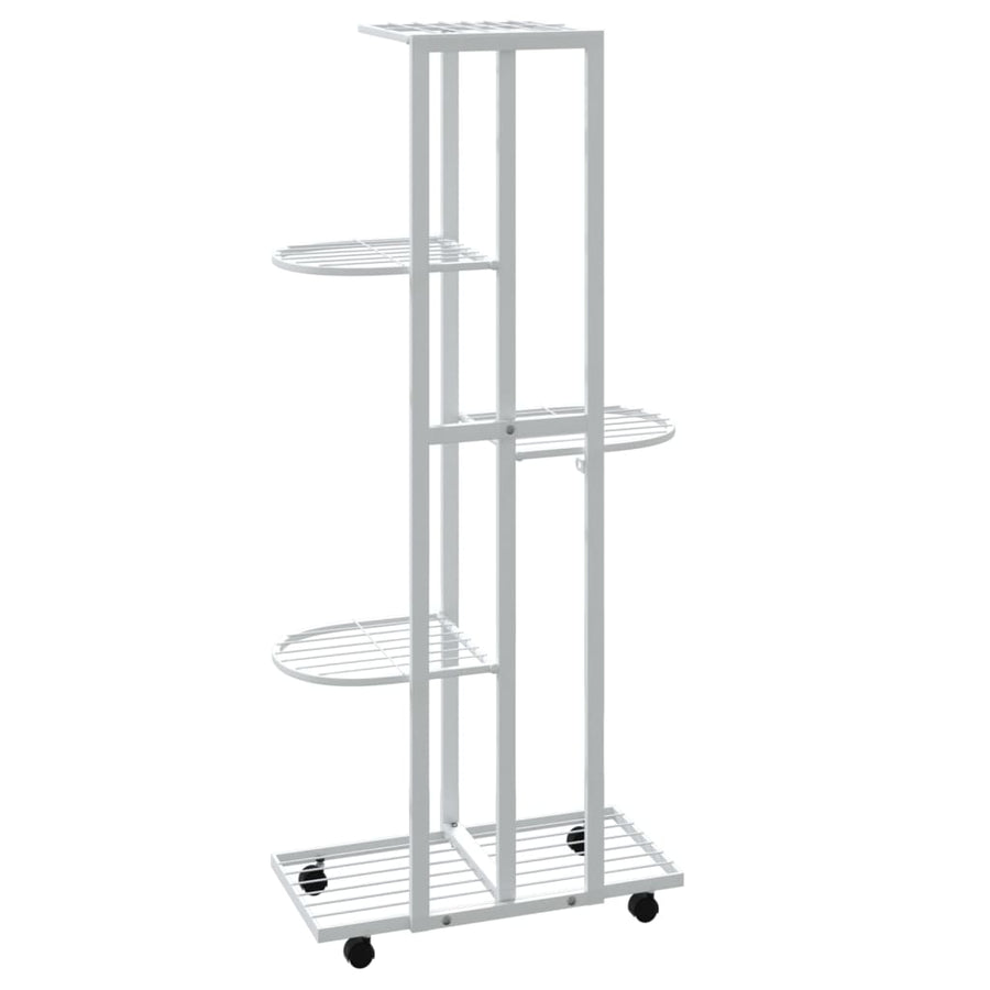 Bloemenstandaard Met Wielen 5-Laags 44X23X100 Cm Ijzer Wit
