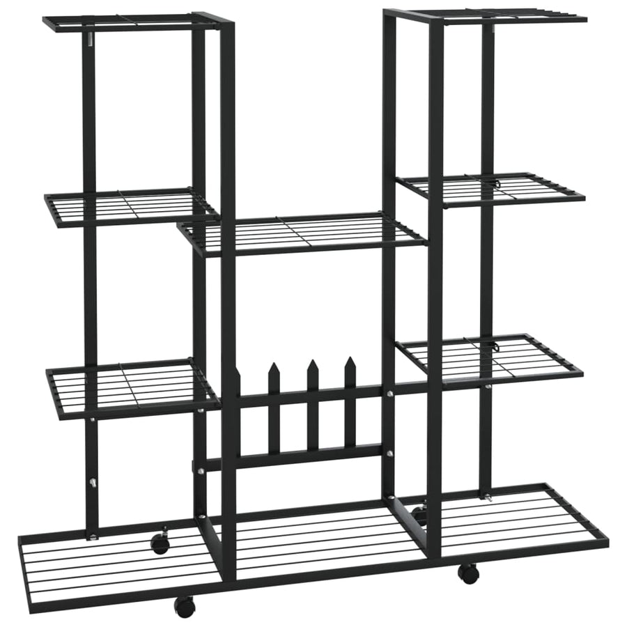 Bloemenstandaard Met Wielen 94,5X24,5X91,5 Cm Ijzer Zwart