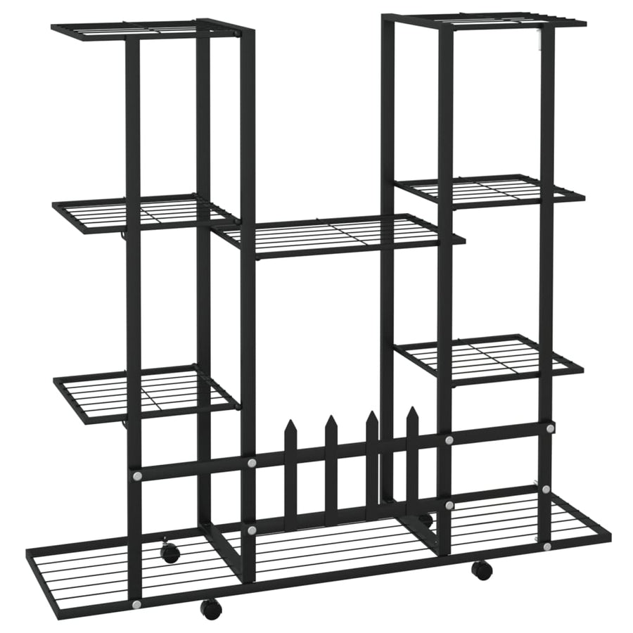 Bloemenstandaard Met Wielen 94,5X24,5X91,5 Cm Ijzer Zwart