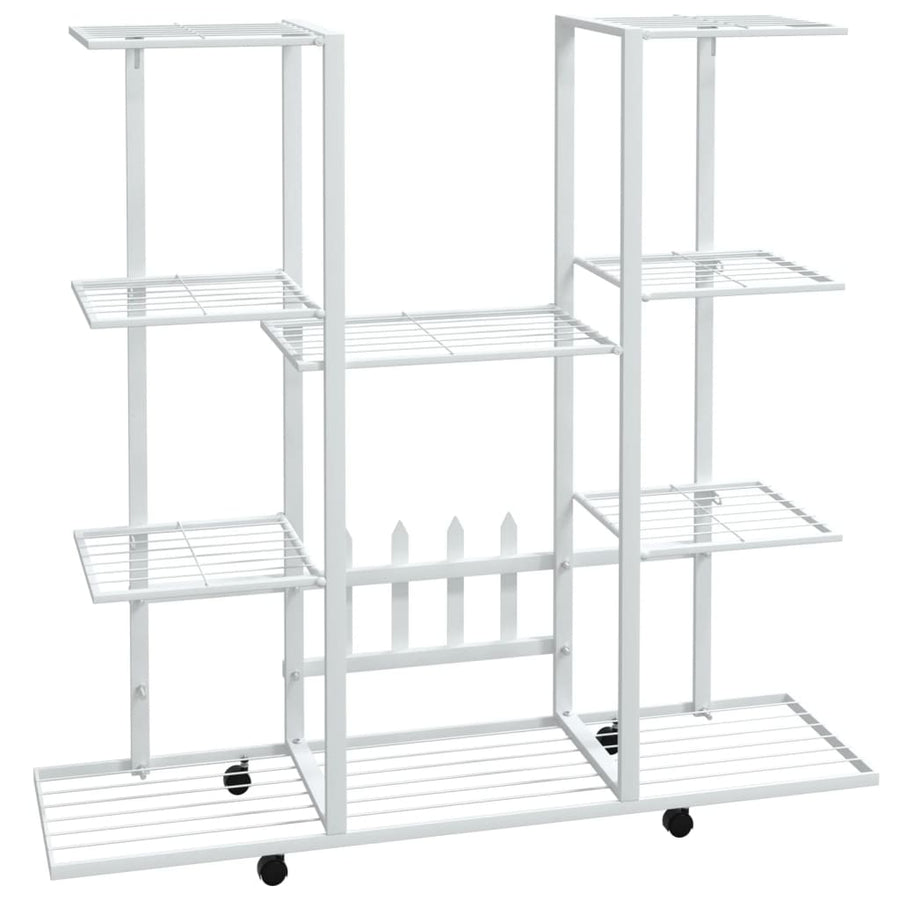 Bloemenstandaard Met Wielen 94,5X24,5X91,5 Cm Ijzer Wit