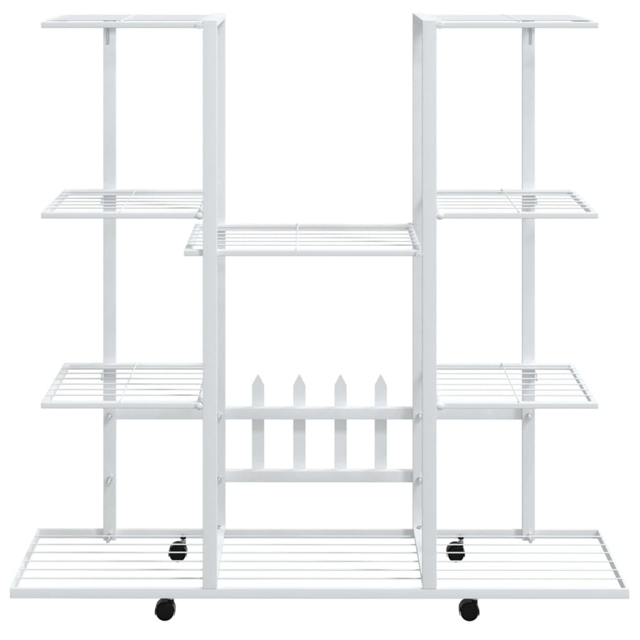 Bloemenstandaard Met Wielen 94,5X24,5X91,5 Cm Ijzer Wit
