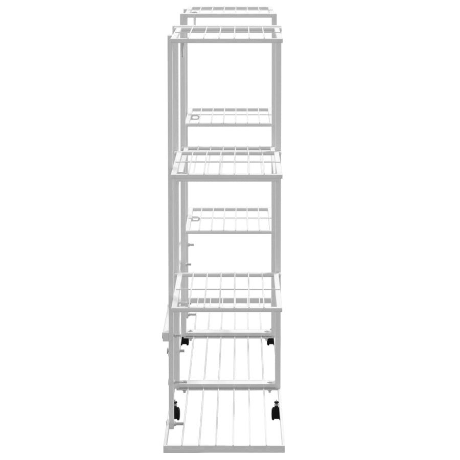 Bloemenstandaard Met Wielen 94,5X24,5X91,5 Cm Ijzer Wit