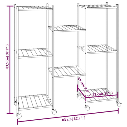 Bloemenstandaard Met Wielen 83X25X83,5 Cm Ijzer Zwart
