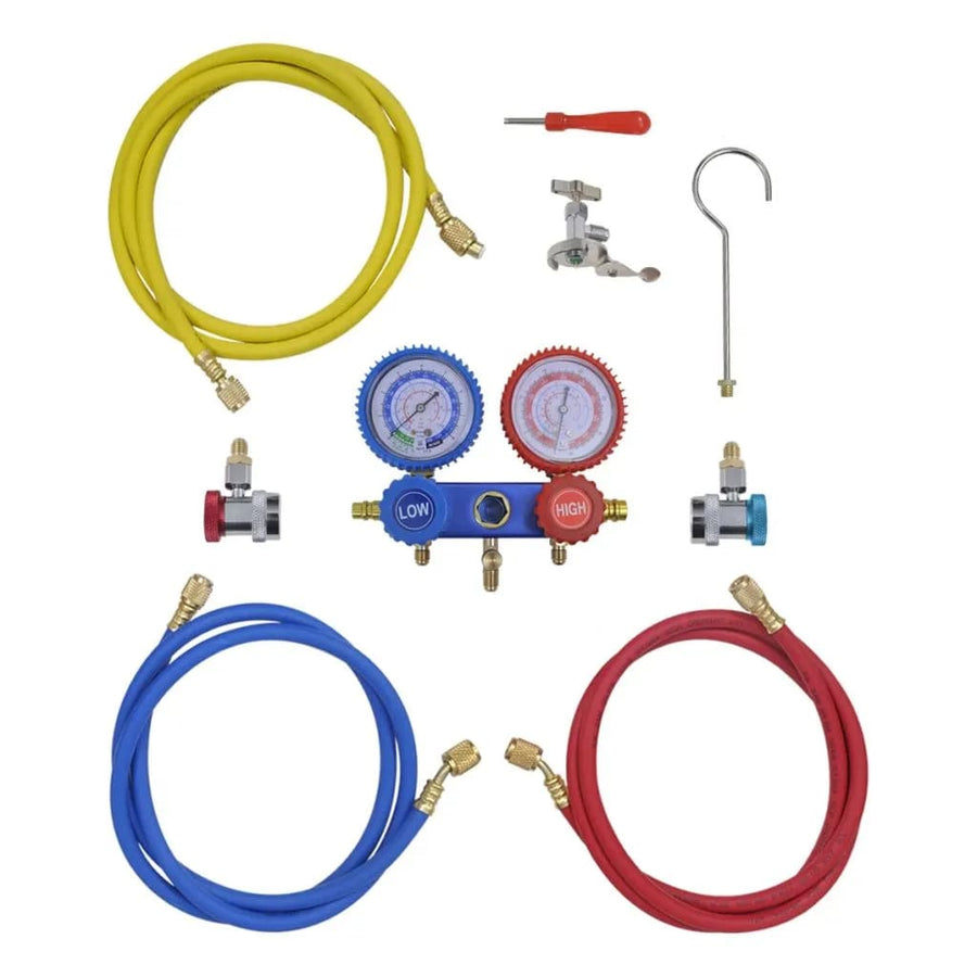 Vacuümpomp 100 L/min met 2-voudige manometerset 2-weg