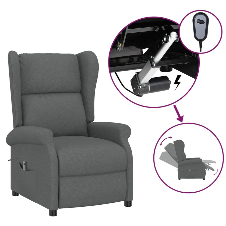 Fauteuil Verstelbaar Elektrisch Stof Donkergrijs 1