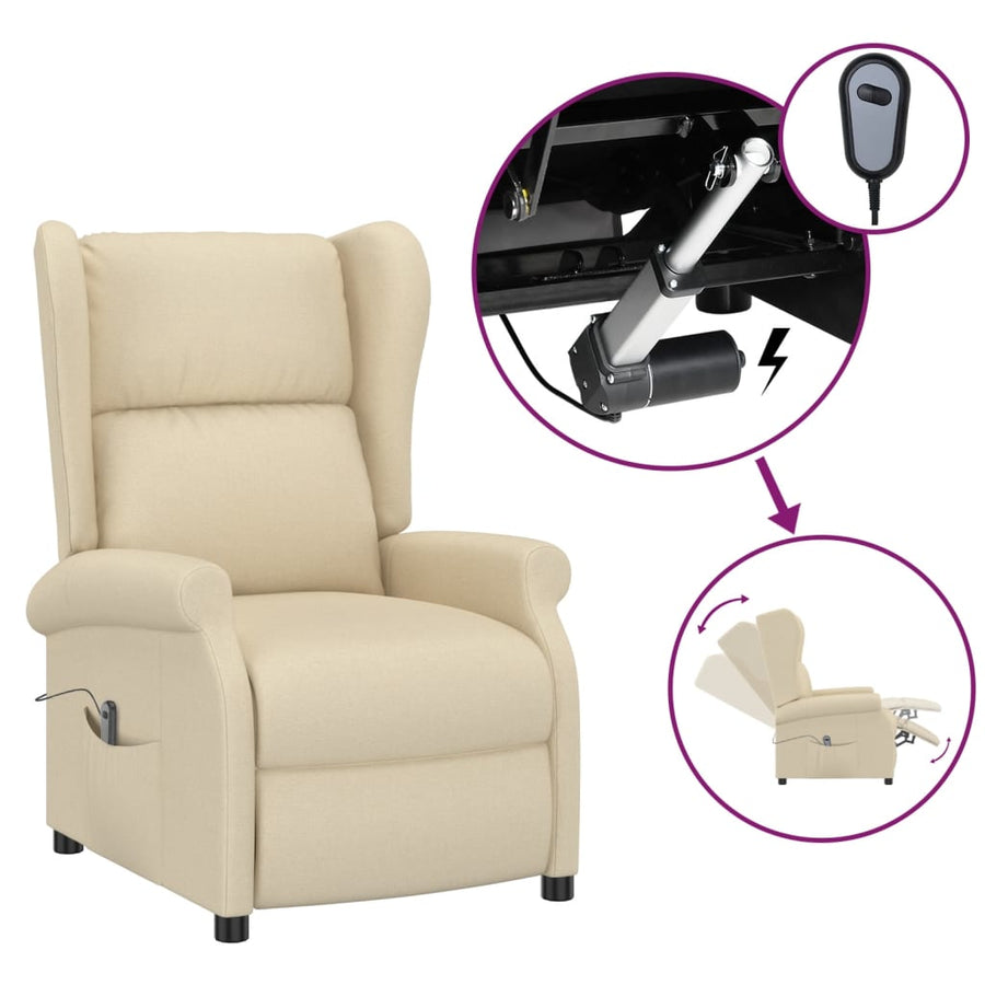 Fauteuil verstelbaar elektrisch stof crème