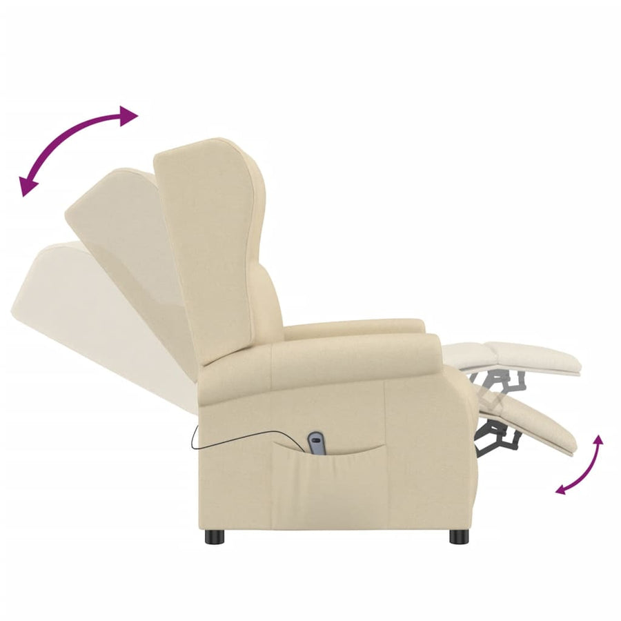 Fauteuil verstelbaar elektrisch stof crème