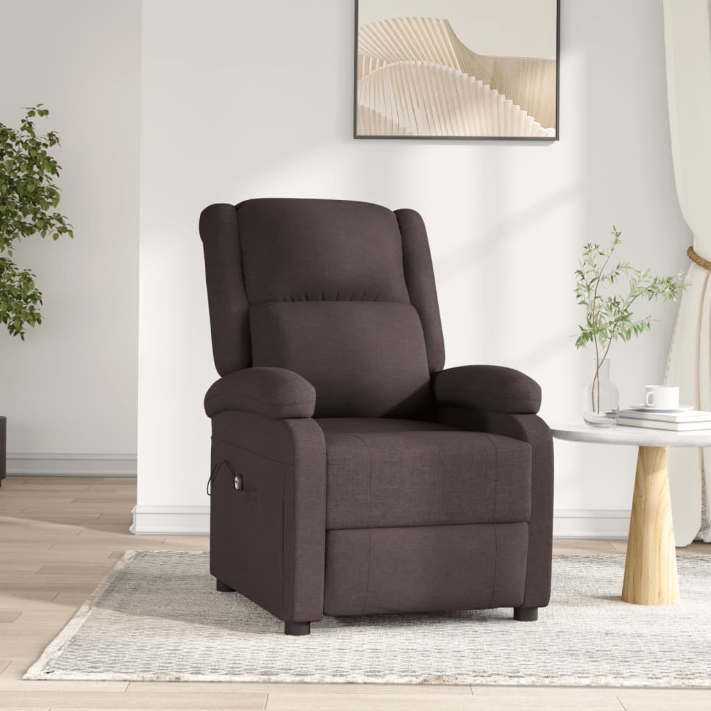 Fauteuil verstelbaar elektrisch stof donkerbruin