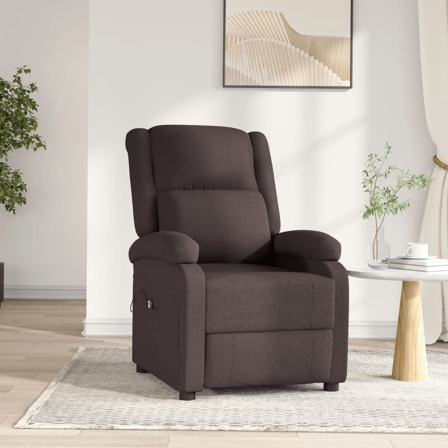 Fauteuil verstelbaar elektrisch stof donkerbruin