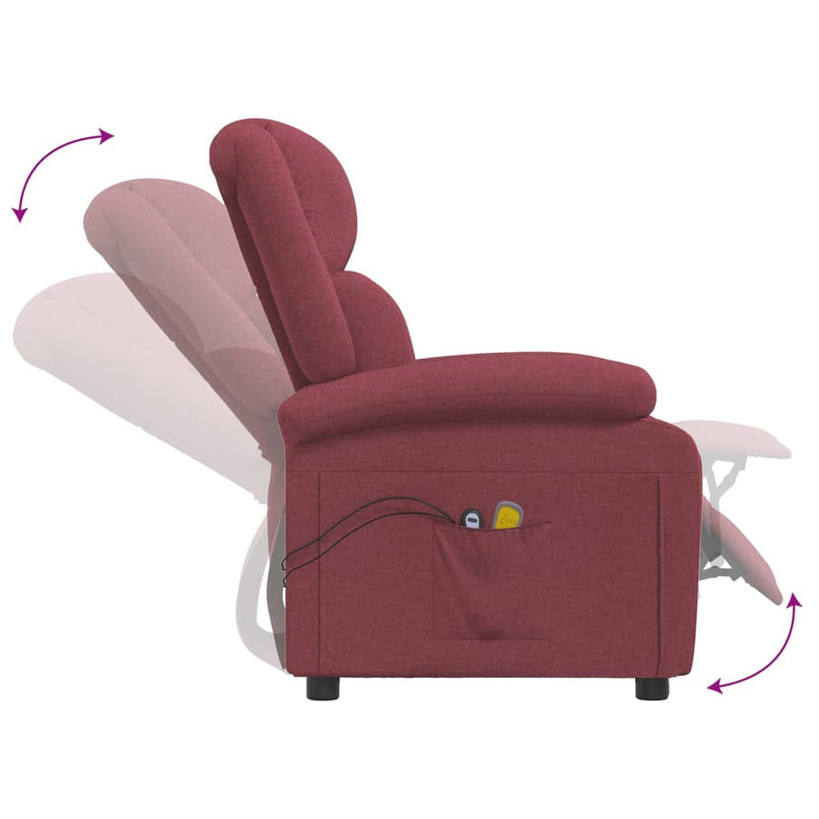 Massagestoel elektrisch stof wijnrood