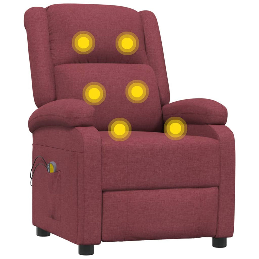 Massagestoel elektrisch stof wijnrood
