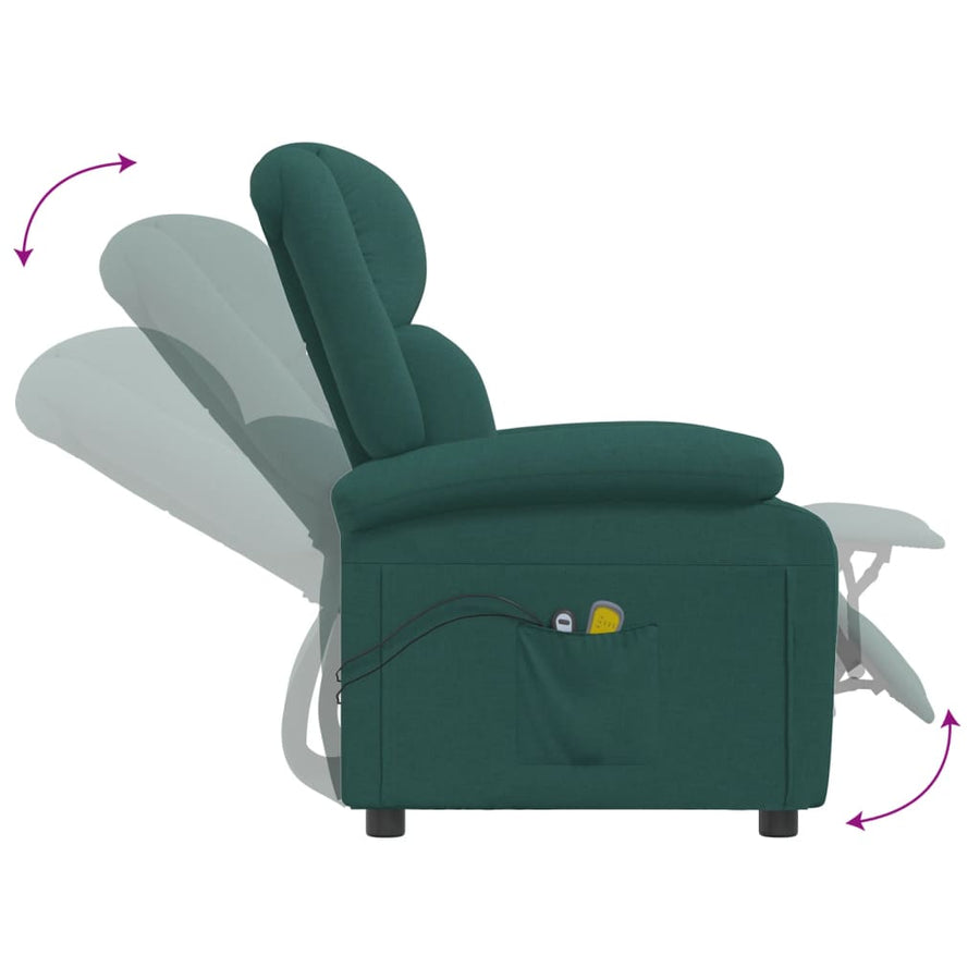 Massagestoel elektrisch verstelbaar stof donkergroen