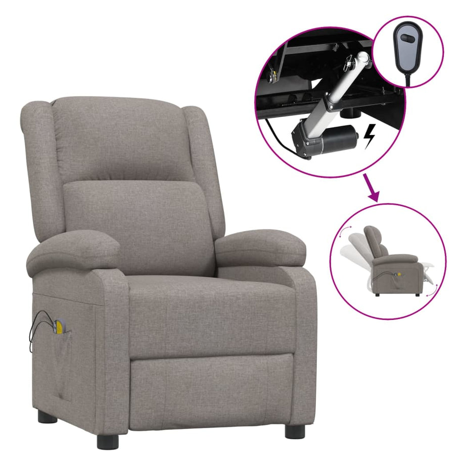 Massagestoel elektrisch stof taupe