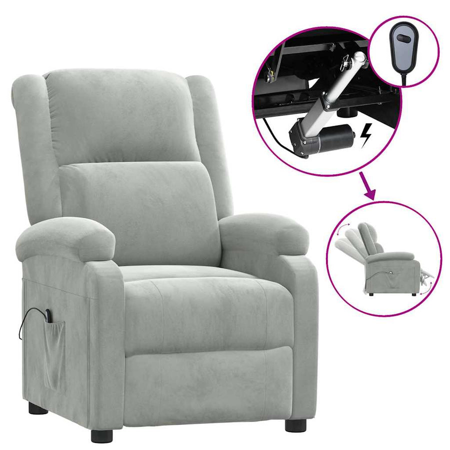 Fauteuil Elektrisch Verstelbaar Stof Lichtgrijs