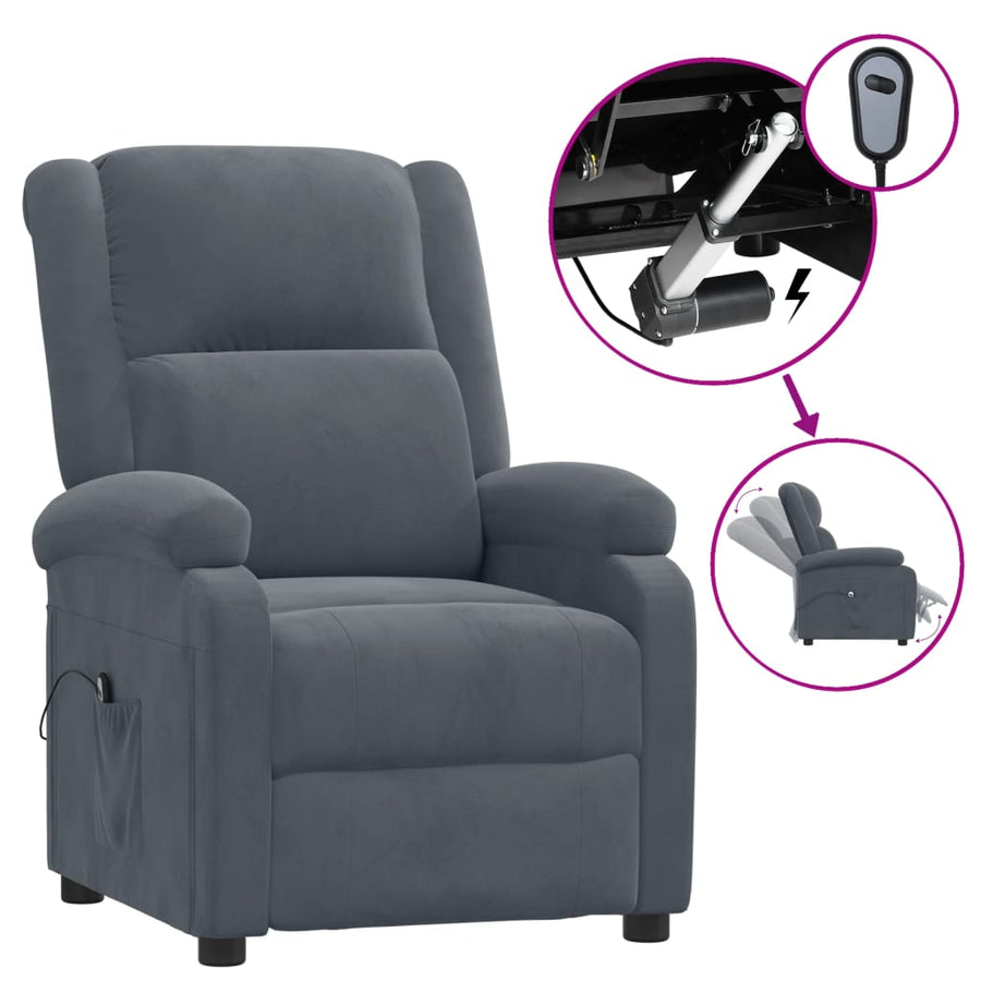 Fauteuil Elektrisch Verstelbaar Stof Donkergrijs