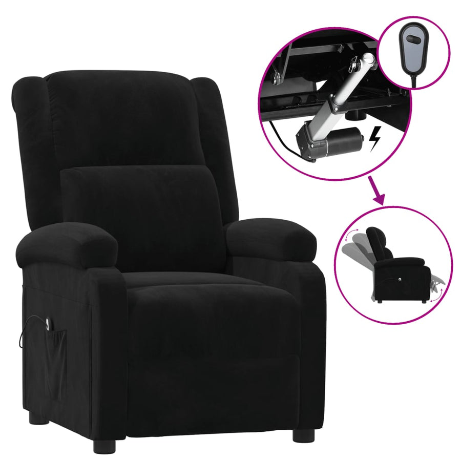 Fauteuil Verstelbaar Elektrisch Stof Zwart 1