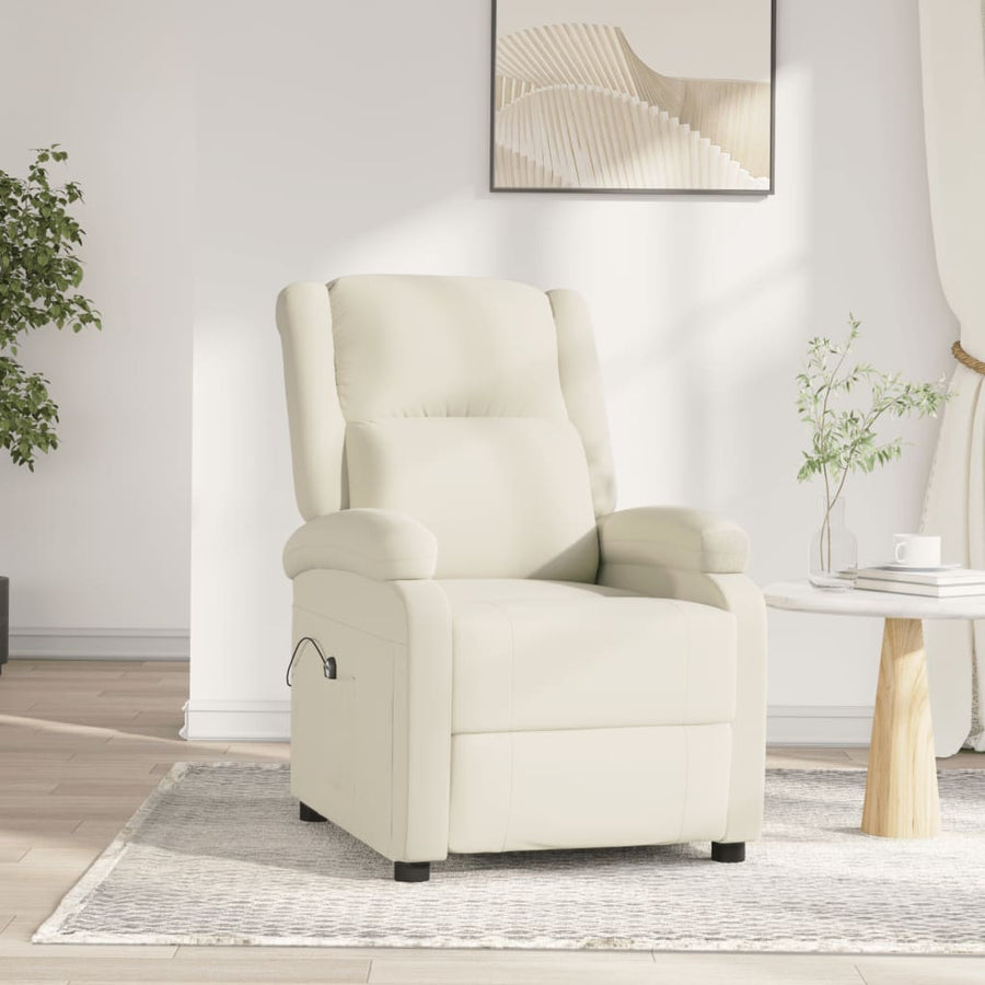 Fauteuil verstelbaar elektrisch stof crèmekleurig