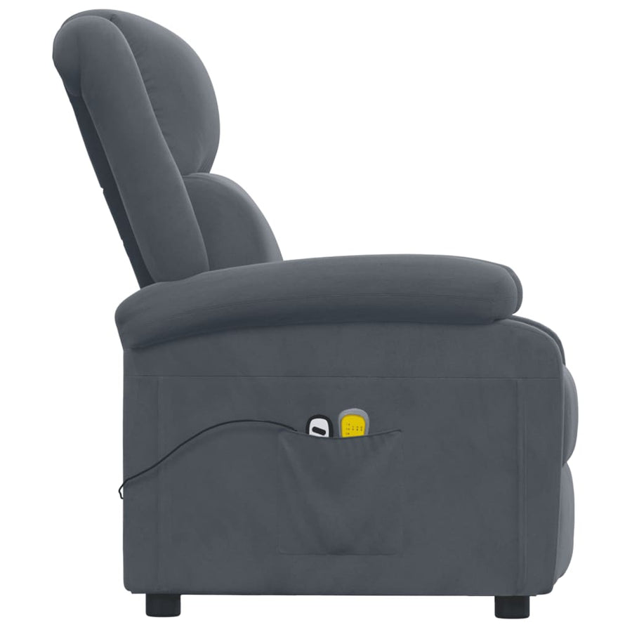 Massagestoel Elektrisch Fluweel Donkergrijs 1
