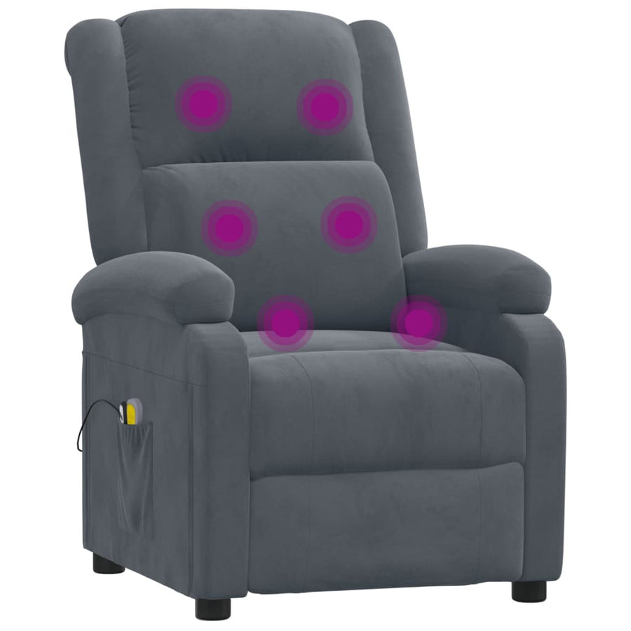 Massagestoel Elektrisch Fluweel Donkergrijs 1