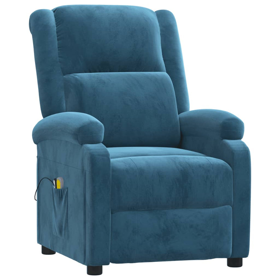 Massagestoel elektrisch verstelbaar fluweel blauw