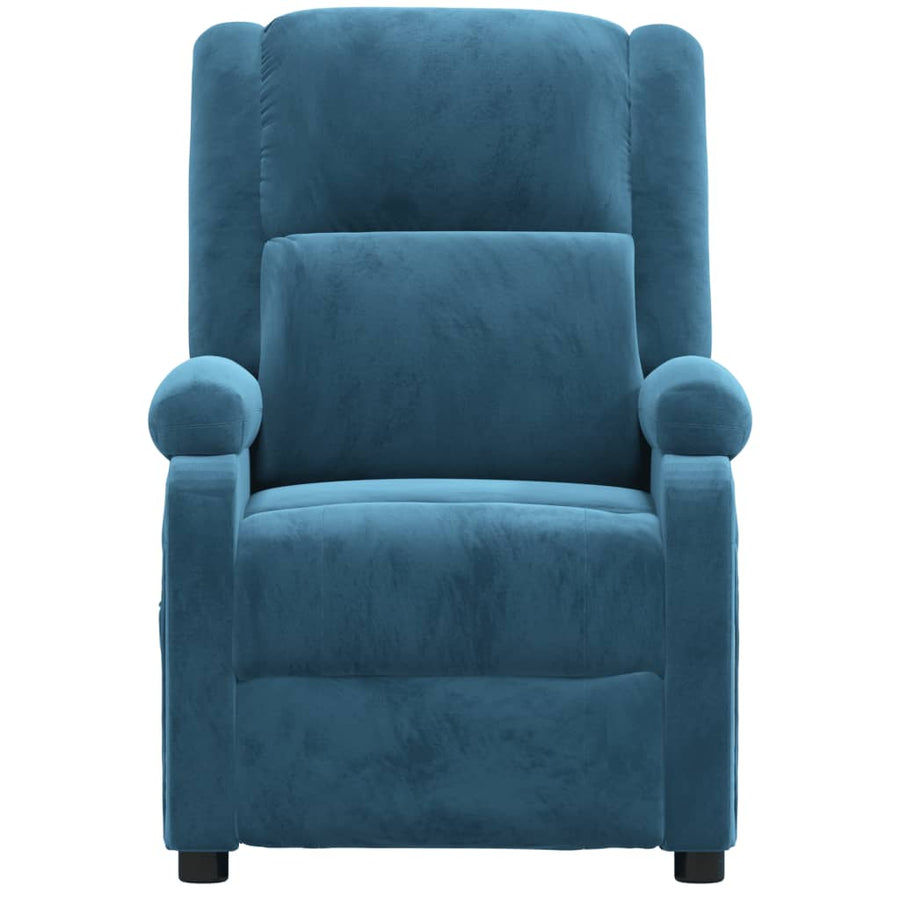 Massagestoel elektrisch verstelbaar fluweel blauw