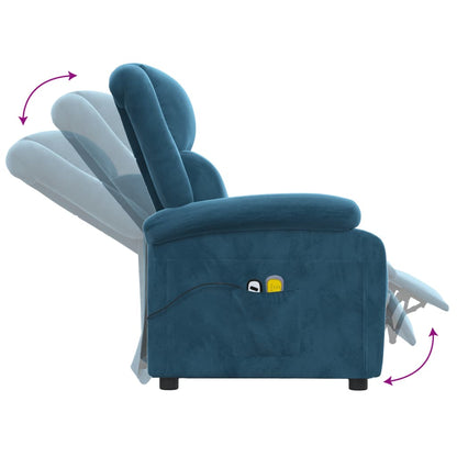Massagestoel elektrisch verstelbaar fluweel blauw