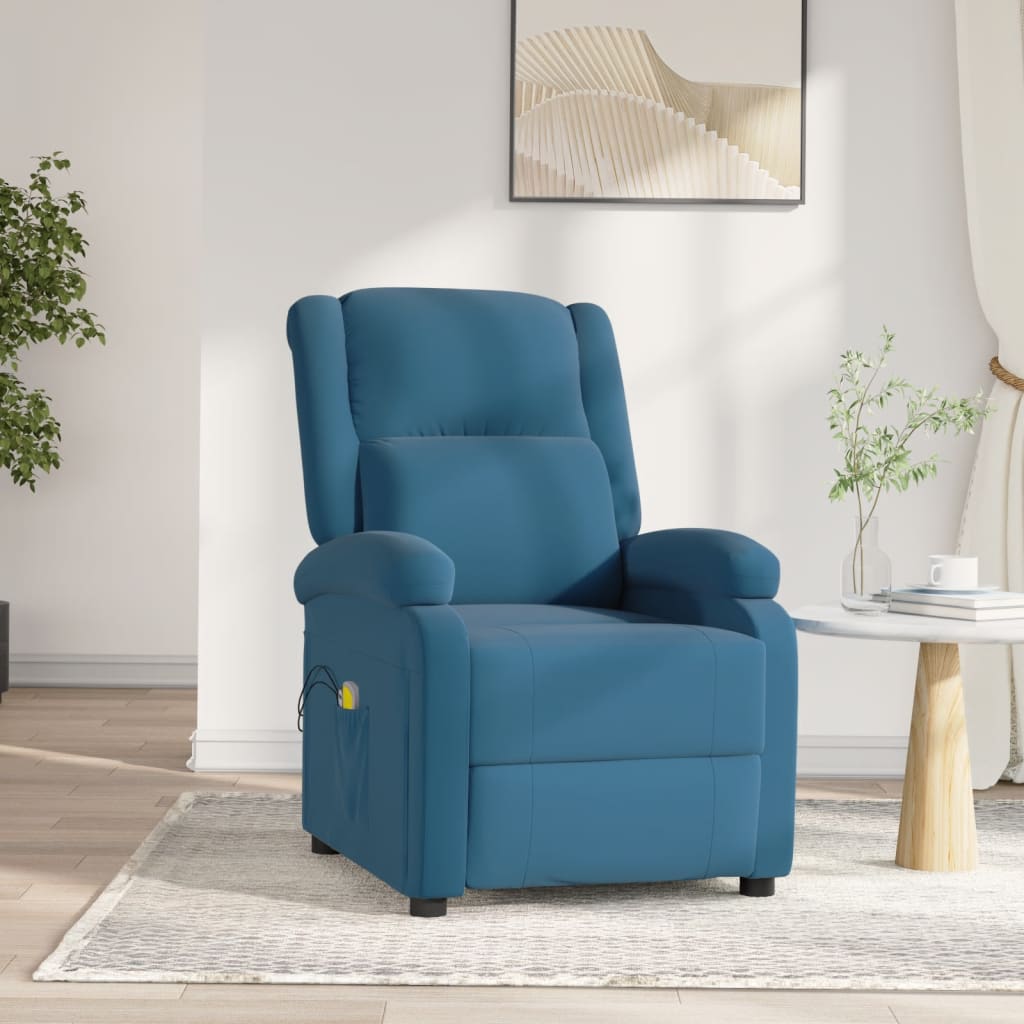 Massagestoel elektrisch verstelbaar fluweel blauw