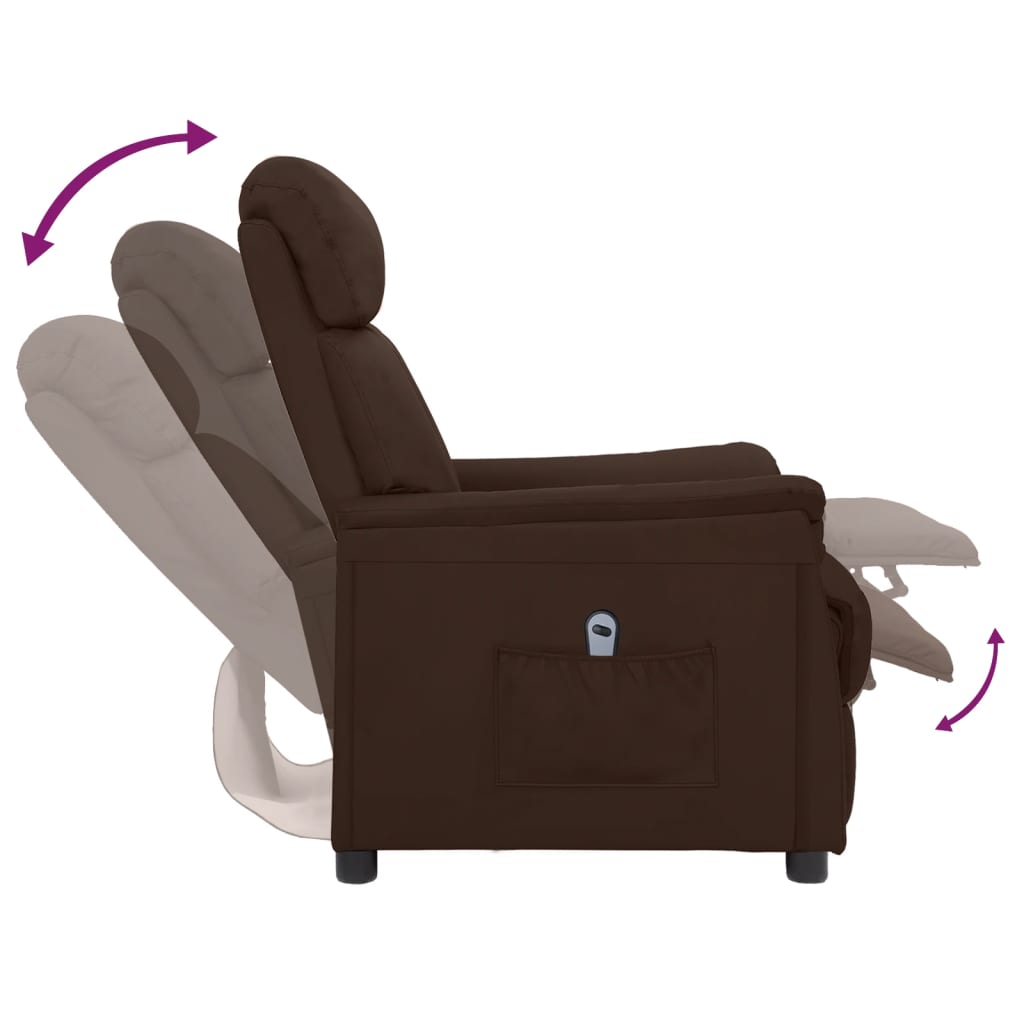 Fauteuil verstelbaar elektrisch kunstleer bruin