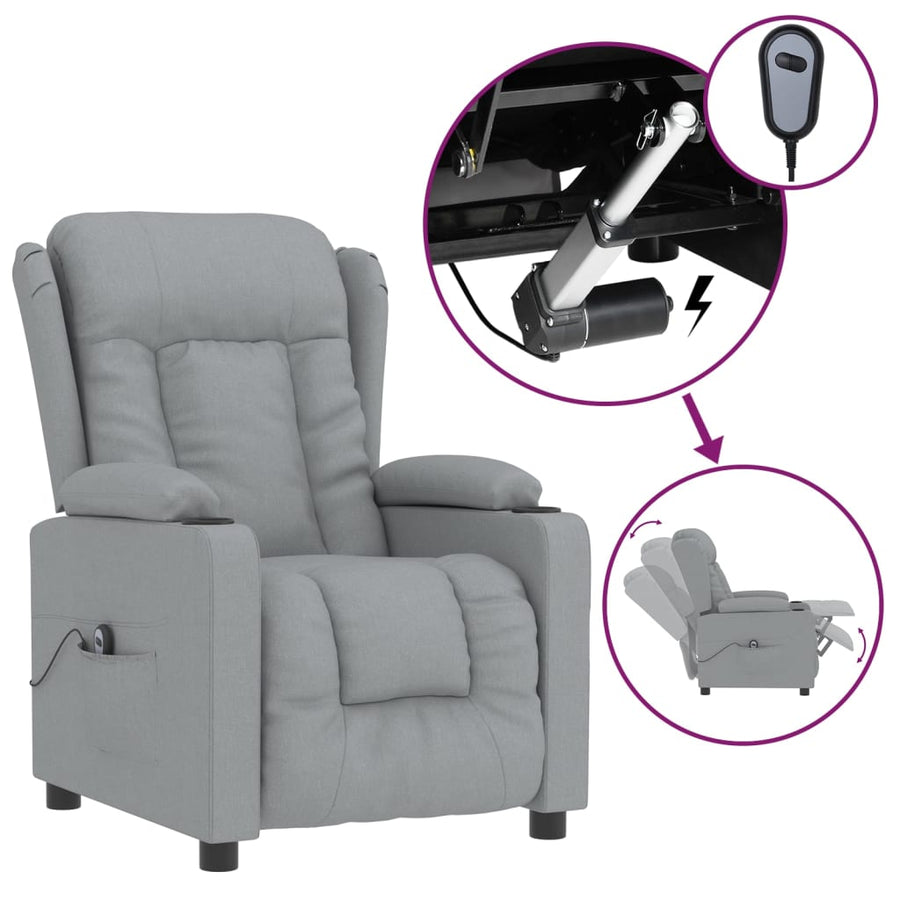 Fauteuil Elektrisch Verstelbaar Stof Lichtgrijs 1