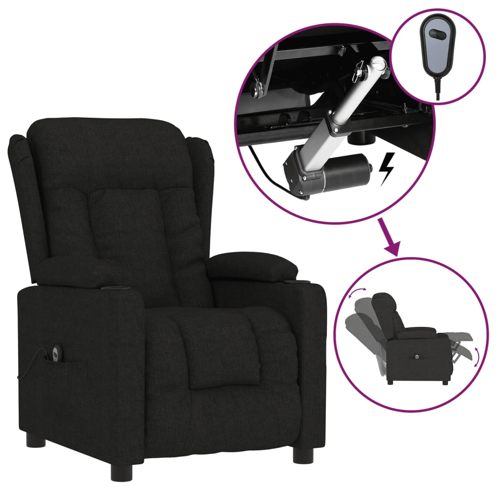 Fauteuil Verstelbaar Elektrisch Stof Zwart 1
