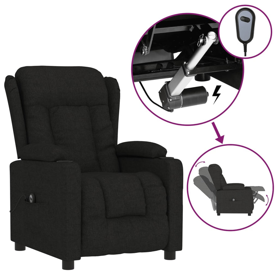 Fauteuil Verstelbaar Elektrisch Stof Zwart 1