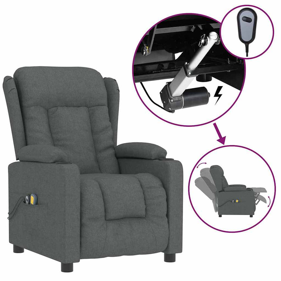 Massagestoel Elektrisch Stof Donkergrijs
